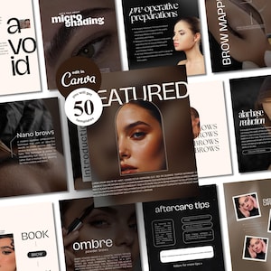 Modèles PMU Brows Instagram : Microblading et microshading Canva Posts (téléchargement numérique)