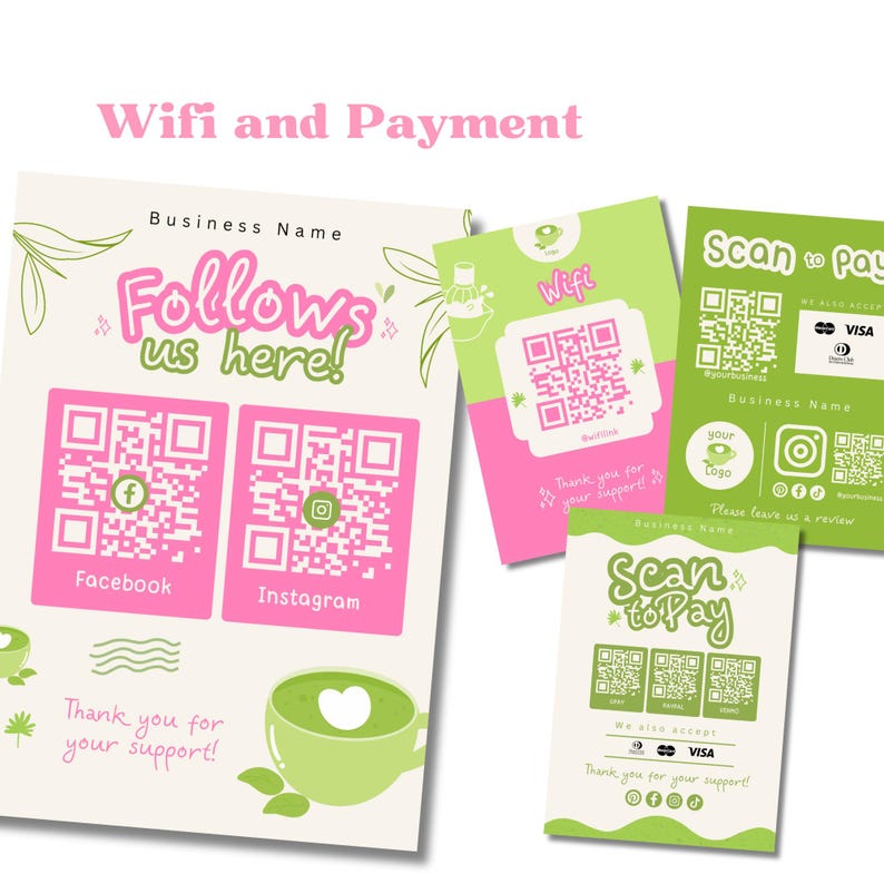 Matcha Pink Coffee Instagram Templates Social Media Template Cafe Business Coffee Shop Template Milkshake Cafe Social Matcha Instagram Posts Etsy