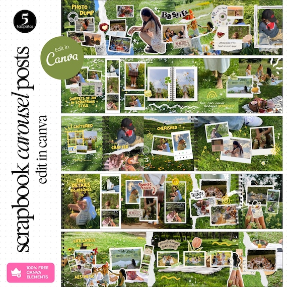Scrapbook Templates Carousel Templates Seamless Carousel Digital Scrapbook Storytelling Templates Instagram Carousel Templates Photo Dump IG