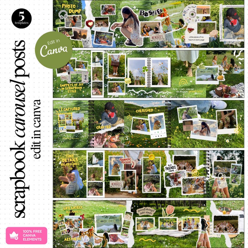 Scrapbook Templates Carousel Templates Seamless Carousel Digital Scrapbook Storytelling Templates Instagram Carousel Templates Photo Dump IG Scrapbook instagram scrapbooking instagram digital scrapbook instagram post template scrapbook Etsy