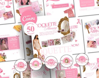 Coquette Instagram Templates Coquette Social Media Posts and Stories Instagram Templates Aesthetic Pink Coquette Templates With MRR & PLR