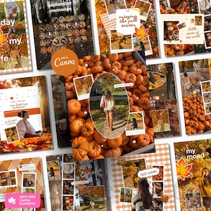 Autumn Instagram Templates Fall Social Media Templates Cozy Instagram Posts & Carousel Template Pack Instagram Autumn Posts Fall Carousel