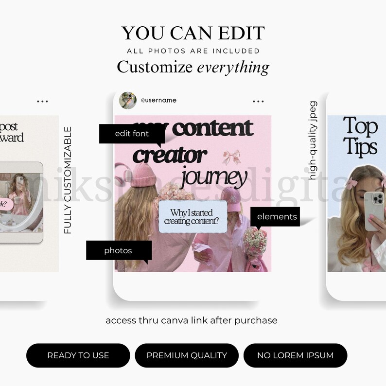 Instagram Template Social Media Templates Pink Instagramable Template canva template instagram bundle templates instagram plantillas sociales digital marketer digital marketeer content creation content cration content creating aes thetics Social Media Manager Instagram Templates SMM Posts and Stories Instagram Marketing Digital Marketer Social Canva Templates Blue & Pink Theme Etsy