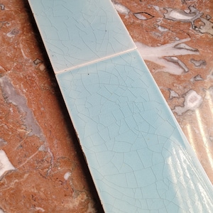 Cracked earthenware Set of 5 Tiles GIEN Antique Frieze composed of tiles, Napoleon III, Victorian tiles, cracked earthenware tiles