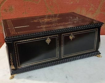 Napoleon 3 Writing Case Boulle Marquetry XIX Century complete with its accessories