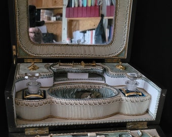 Antique Napoleon 3 III Victorian sewing box French antique box boulle marquetry victorian sewing box