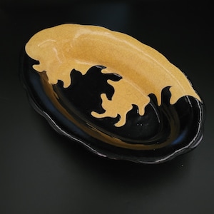 Basket, longwy enamel hollow dish, flame model Napoleon III antique porcelain ceramic Victorian