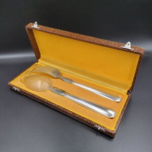 ART DECO Salad Service In Horn And Silver Minerva Hallmark And Its Box -Napoleon III French Victorian Salad Service In Horn And Silver