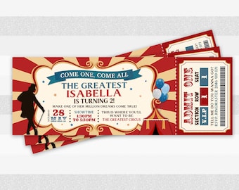 Tickets invite, Circus Invitation, Greatest Showman, Ringmaster invite, Birthday invite, We edit for you,  L042