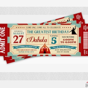 Tickets invite, Circus Invitation, Greatest Showman, Ringmaster invite, Birthday invite, We edit for you,  L014