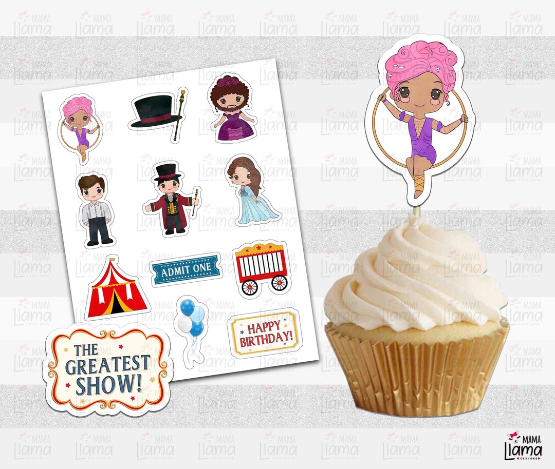 Cupcake Toppers, Circus, Greatest Showman, Birthday Party, Circus Party ...