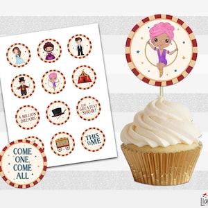 Cupcaketoppers, circus, beste showman, verjaardagsfeestje, circusfeest, 2 inch, INSTANT DOWNLOAD, L097