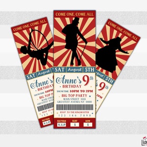 Tickets einladen, Zirkus-Einladung, Größter Schausteller, Ringmaster einladen, Geburtstag einladen, Wir bearbeiten für Sie, L091