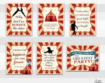 Circus Signs, Greatest Showman, Circus Birthday party, Quotes canvas, Wall Decor, size 8x10" or 11x14", Higth Quality, Instant Download L051