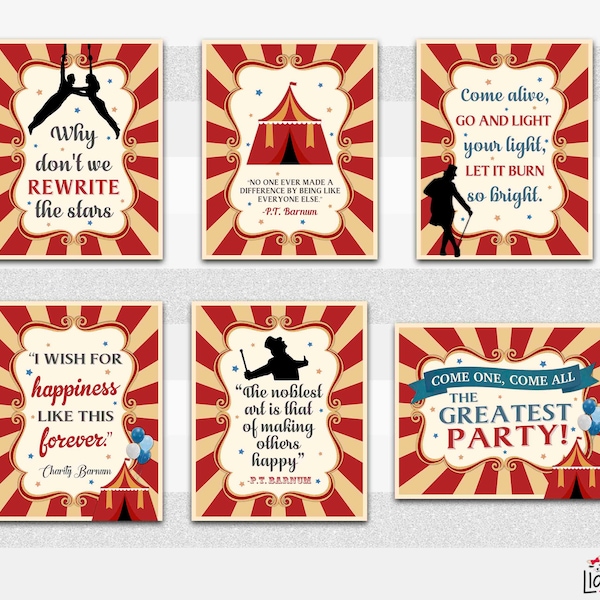 Circus Signs, Greatest Showman, Circus Birthday party, Quotes canvas, Wall Decor, size 8x10" or 11x14", Higth Quality, Instant Download L051