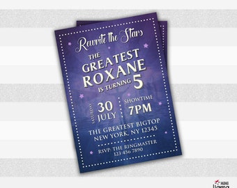 Circus Invitation, Anne Wheeler invite, Girl invitation, Greatest Showman, Birthday invite, We edit for you, size 5x7" or 4x6" L058