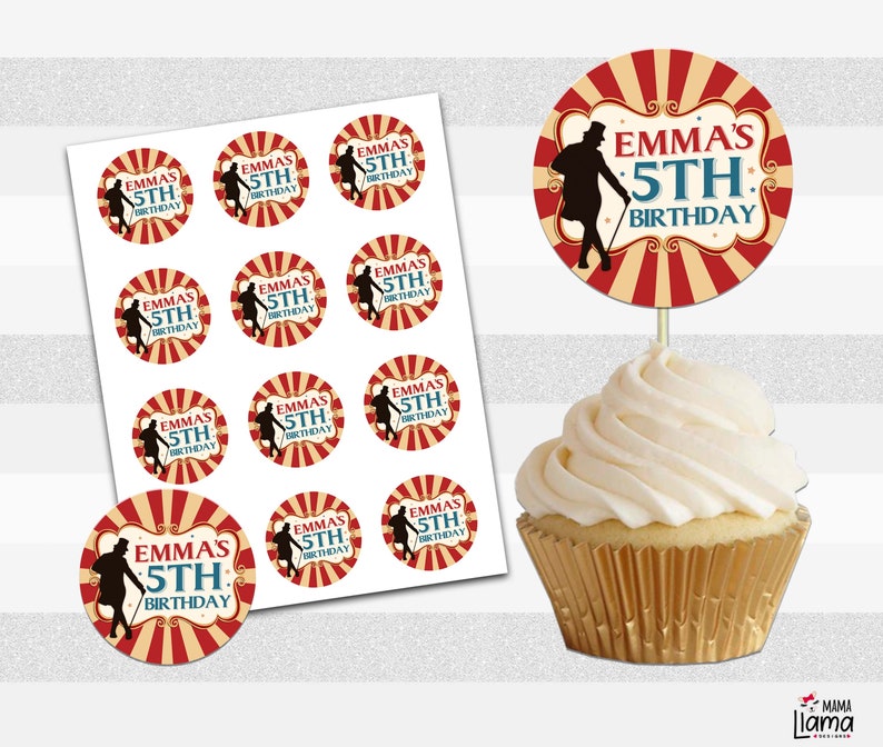 Cupcake Toppers, Circus, Greatest Showman, Circus Birthday Party ...
