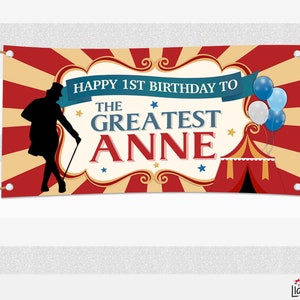 CIRCO, Banner the Greatest Showman, Banner de fiesta de cumpleaños, ARCHIVO DIGITAL, Editamos para ti, L040