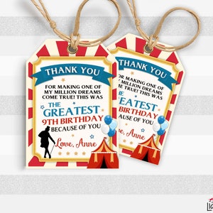 Thank you tag, the Greatest Showman, Birthday party, We edit for you, L030
