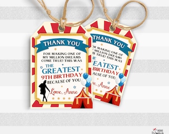 Thank you tag, the Greatest Showman, Birthday party, We edit for you, L030