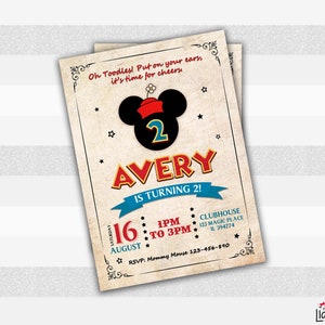 Vintage Invitation, Party invite, Minnie, cartoon vintage, girl invite, Background included, We edit for you, size 5x7" or 4x6" L052
