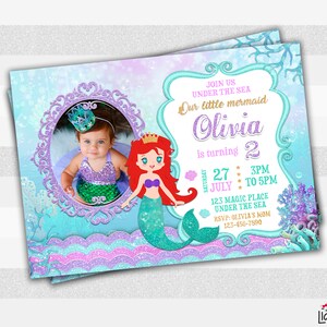 Convite sereia, convite para festa, cartão sereia, convite para impressão, princesa, festa infantil digital, editamos para você, tamanho 5x7" ou 4x6" L089