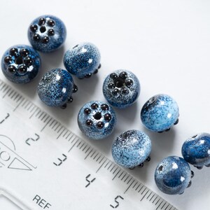 Blueberry Glass Beads: Handmade Summer Jewelry Making (Set of 10) image 10