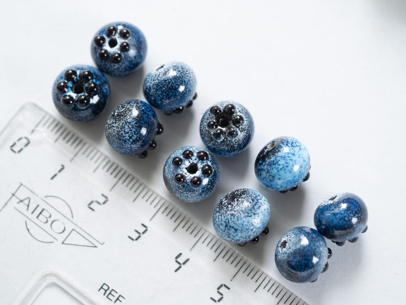Blueberry Glass Beads: Handmade Summer Jewelry Making (Set of 10) image 10