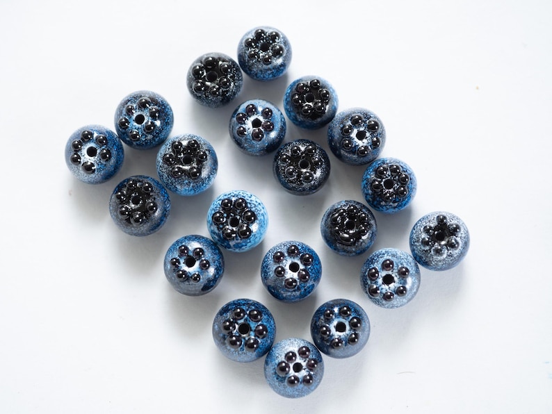 Blueberry Glass Beads: Handmade Summer Jewelry Making (Set of 10) image 8