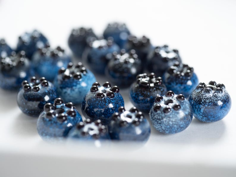 Blueberry Glass Beads: Handmade Summer Jewelry Making (Set of 10) image 2