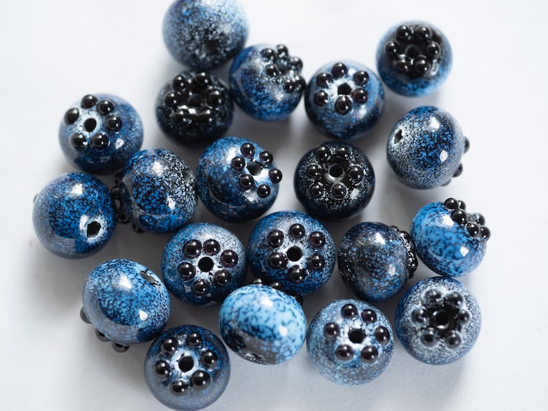 Blueberry Glass Beads: Handmade Summer Jewelry Making (Set of 10) image 1