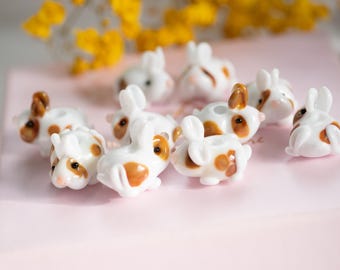 Lampwork Bunny Bead: Handmade Glass Rabbit Charm