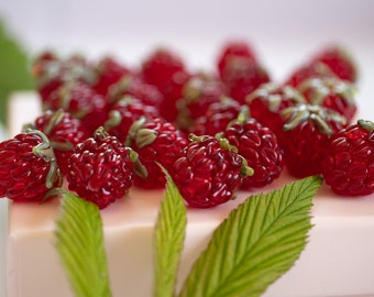 Lampwork Raspberry Glass Beads: Handmade Red Berry Earrings, Jewelry Making