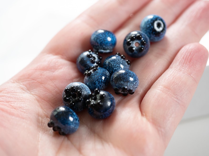 Blueberry Glass Beads: Handmade Summer Jewelry Making (Set of 10) image 9