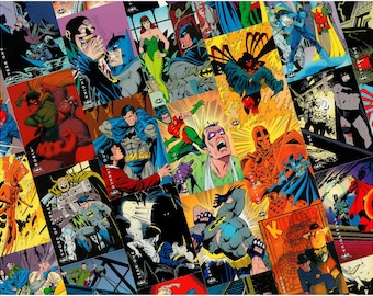 Batman Knightfall Collage | 1-of-1 DC Comic Card Mixed Media Wall Art | Handmade Gotham Collage Robin, Killer Croc, Poison Ivy, Riddler