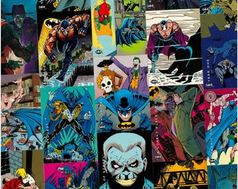 Batman Knightfall Collage: The Breaking Point | 1-of-1 DC Comic Card Wall Art | Mixed Media Bane, Azrael, Two-Face & The Joker