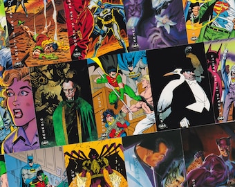 Batman & Robin Collage | Gotham Shadows 1-of-1 Mixed Media Wall Art | DC Comic Card Collage Joker, Two-Face, Death in the Family