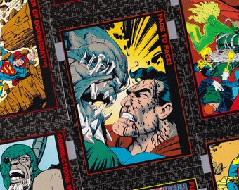Death of Superman 3-Piece Collage Set | 1-of-1 DC Comic Card Mixed Media Wall Art | Superman, Doomsday, Wonder Woman, Flash, Justice League