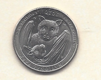 2020 D Quarter - America Samoa - Nation Park - Bat  Coin - Uncirculated - Mint