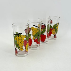 Vintage Italian Lemonade Glasses Set of 4 – Covetro Fruit Glasses 1970s – Retro Juice Glasses – Mid Century Kitchen Decor