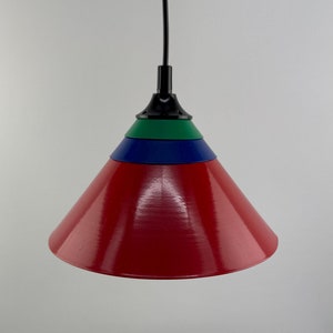 W.L.P. - Metal pendant lamp in red blue and green - 80s - Memphis Style Post - Modern Minimalist Design