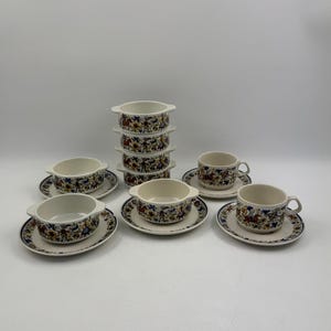 Vintage Villeroy & Boch Troubadour Soup Bowl with Saucer | Coffee Cup and Saucer | 1980s Floral Dinnerware | Made in Germany