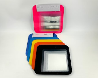 Espejo IKEA Hylkje 1999 Espejo de pared colorido Estilo Memphis Diseño escandinavo Vintage de los 90 Espejo cuadrado de plástico