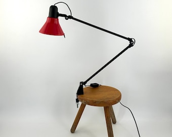 1960s Denmark Mid century red Architect Lamp, Vintage Desk