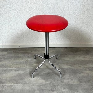 Brabantia Stool with Red Skai Leather - 1980s