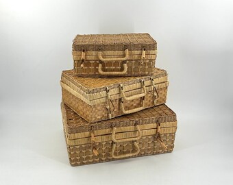 Set of Wicker Suitcases - 1970s