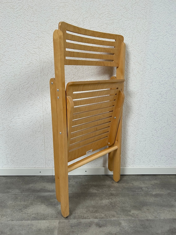Vintage IKEA Klappstuhl aus Holz, skandinavisches Design der 1980er Jahre, Buchenholz, Mid-Century