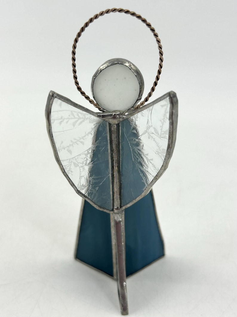 Stained Glass Angel Ornament Blue – Handmade Lead Glass Christmas Angel ...