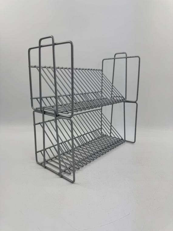 Vintage IKEA VINK CD Rack Set – 1980s Metal Wire Storage Organizer