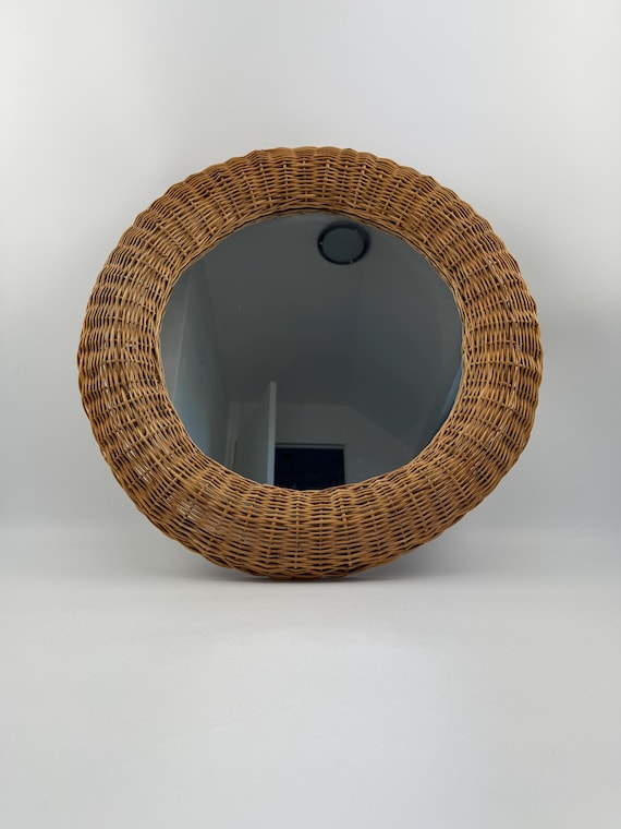 IKEA - Venna - Round Mirror - Rattan - 1990s - Etsy Israel